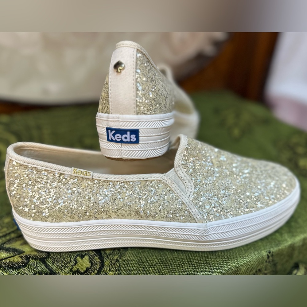 Keds for kate spade New York Women's Triple Decker Glitter Cream (7.5M) ‼️NIB‼️